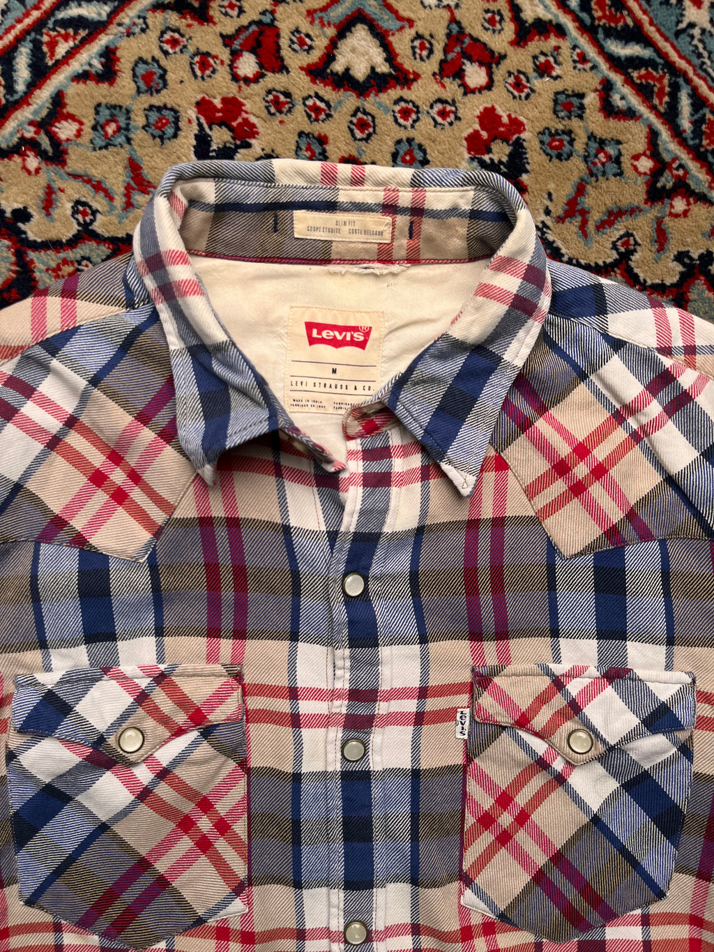 LEVIS Slim Fit Plaid Flannel Multi Color BUTTON DOWN SHIRT - M
