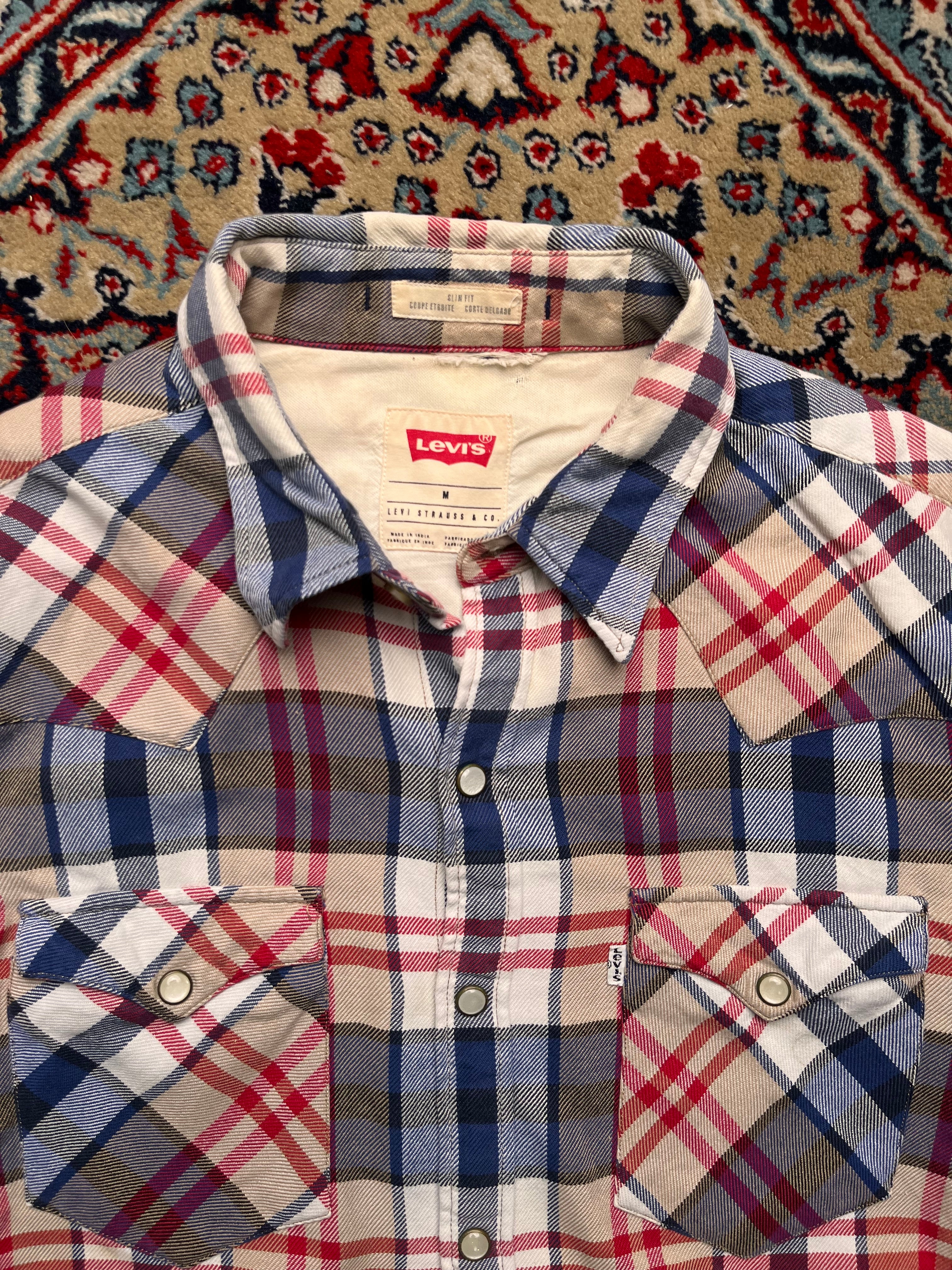 LEVIS Slim Fit Plaid Flannel Multi Color BUTTON DOWN SHIRT - M