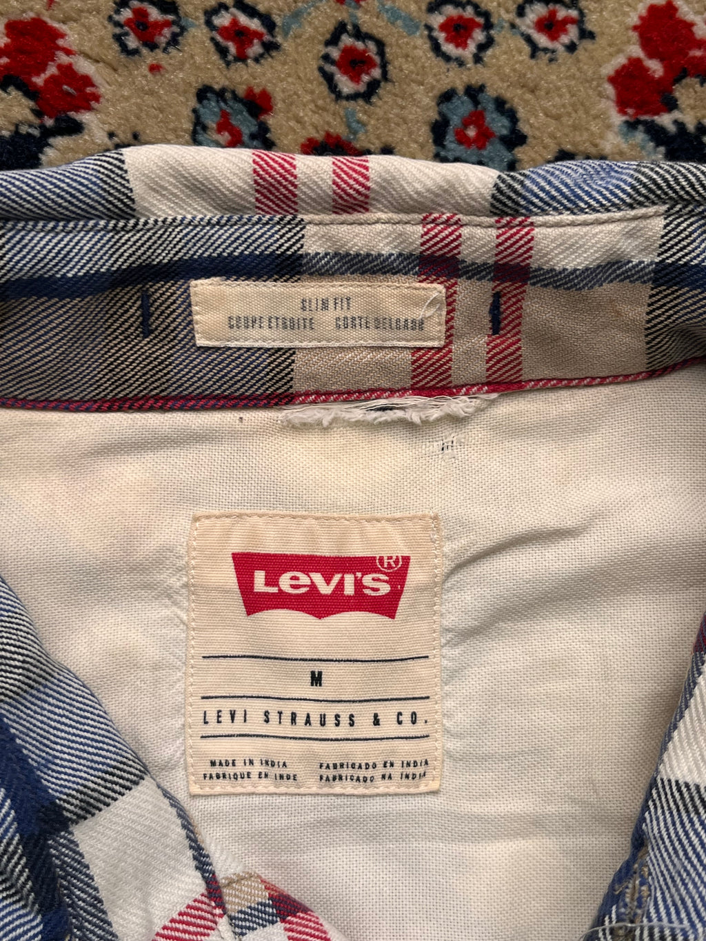 LEVIS Slim Fit Plaid Flannel Multi Color BUTTON DOWN SHIRT - M