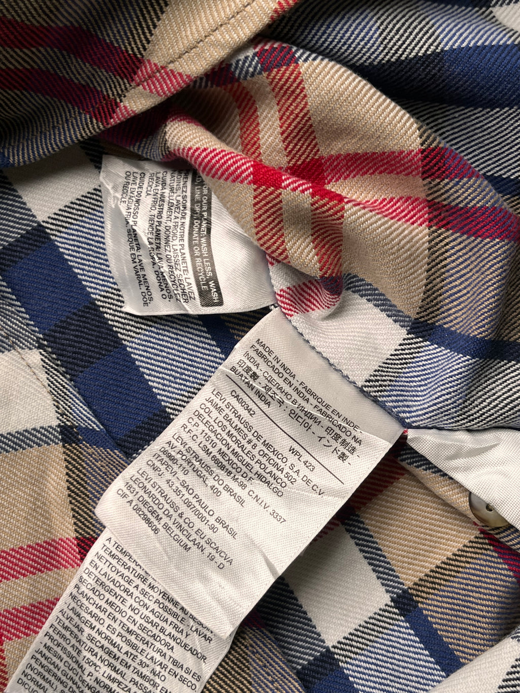 LEVIS Slim Fit Plaid Flannel Multi Color BUTTON DOWN SHIRT - M