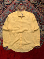BERTIGO Yellow Textured Cotton BUTTON DOWN SHIRT - M