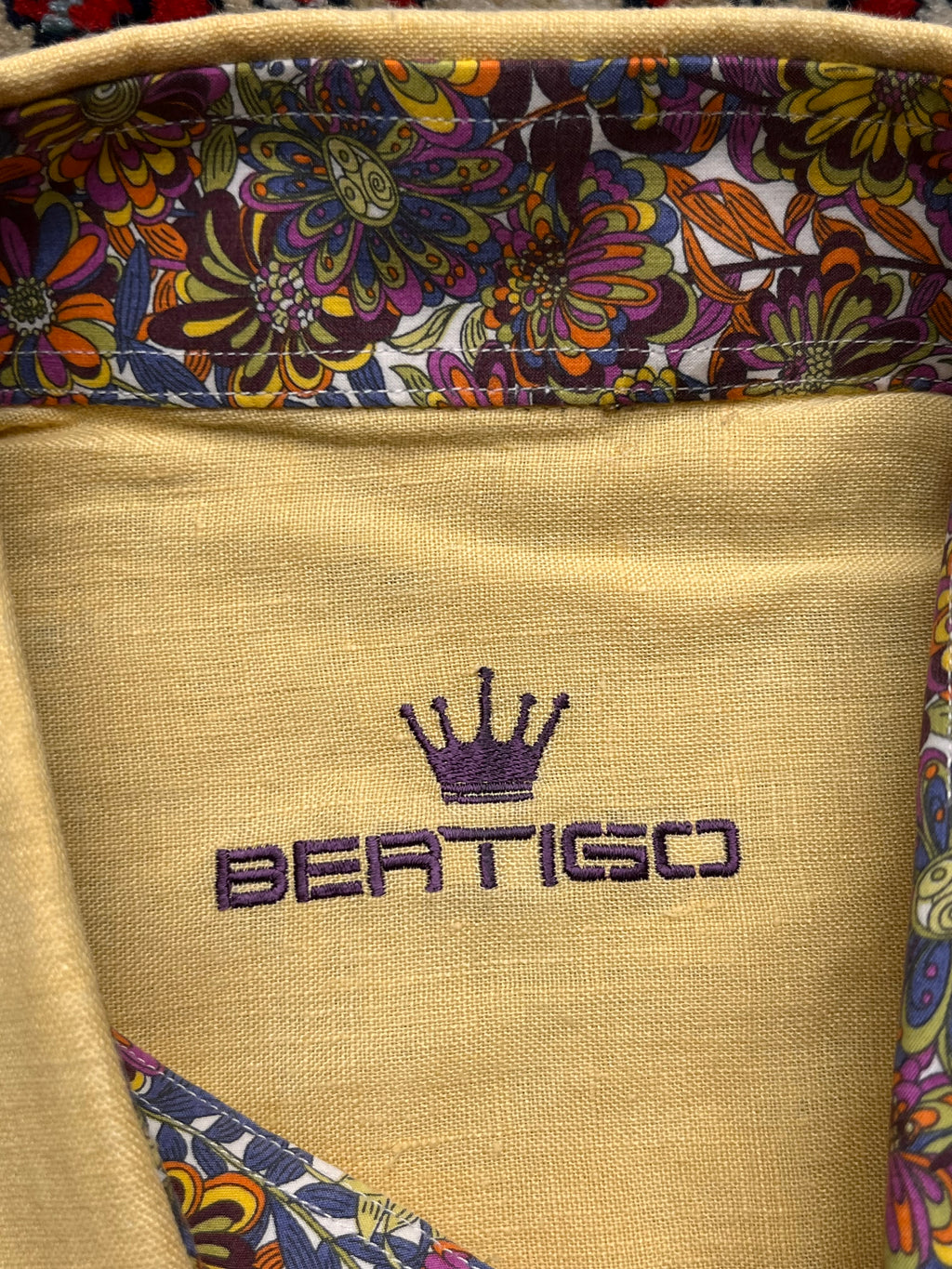 BERTIGO Yellow Textured Cotton BUTTON DOWN SHIRT - M