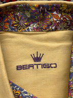 BERTIGO Yellow Textured Cotton BUTTON DOWN SHIRT - M