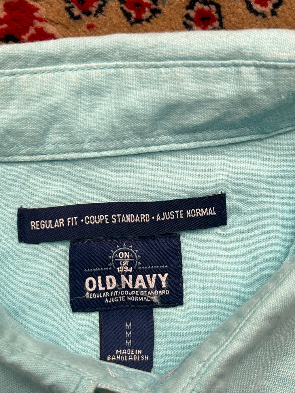 OLD NAVY Light Blue Regular Fit Linen Blend Button Down Shirt - XL