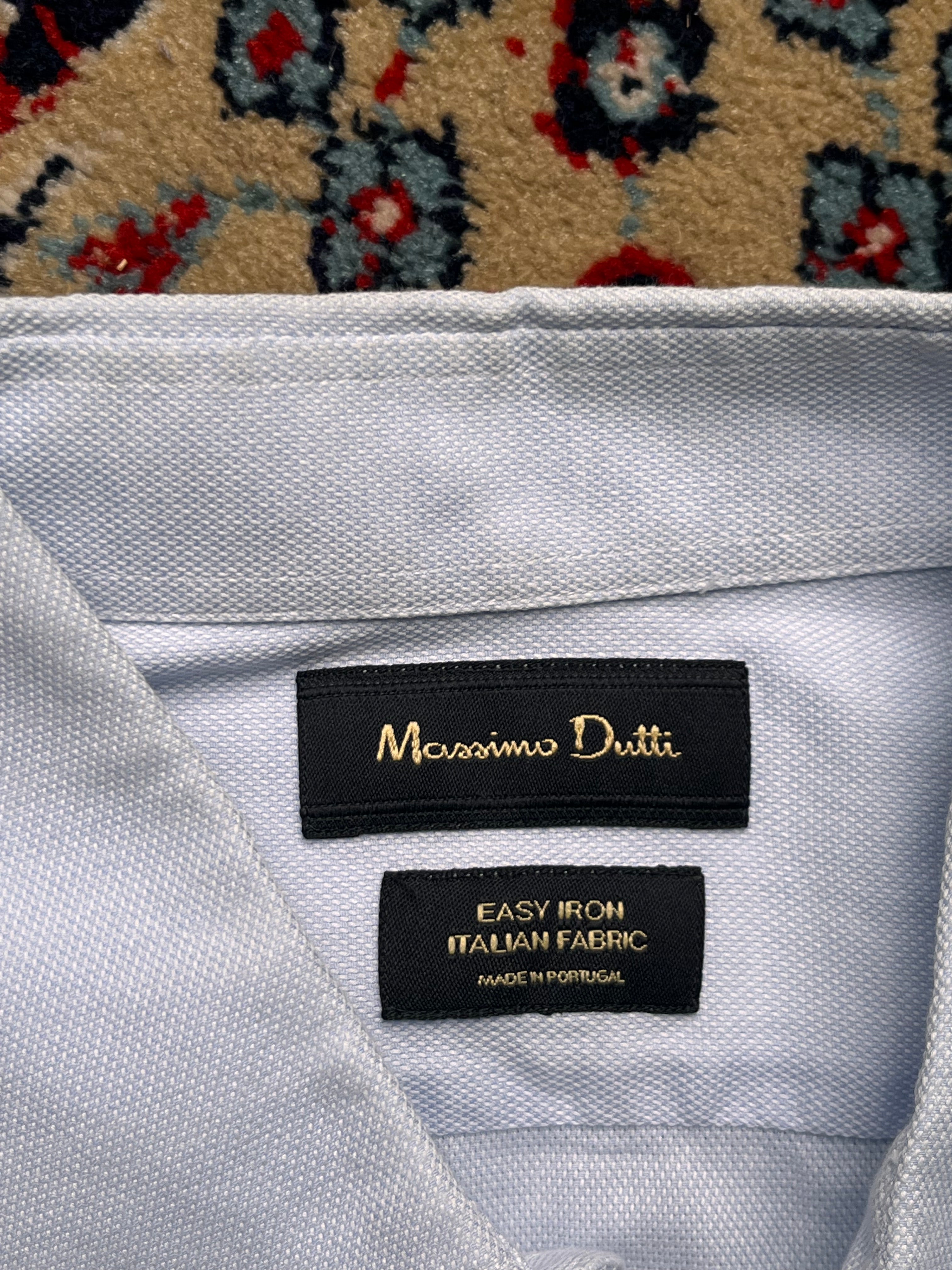 MASSIMO DUTTI Light Blue Easy Iron Italian Fabric Button Down Shirt - L