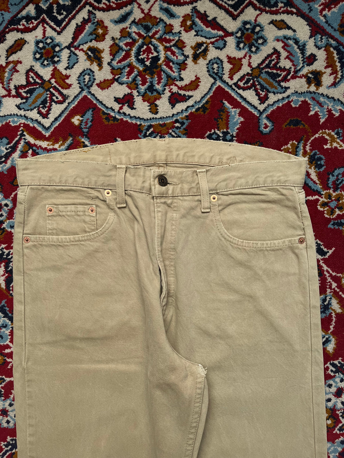 Vintage Levi's 615 Orange Tab Khaki Tan Straight Fit Jeans - 32