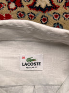 LACOSTE White Regular Fit Linen Button Down Shirt - L
