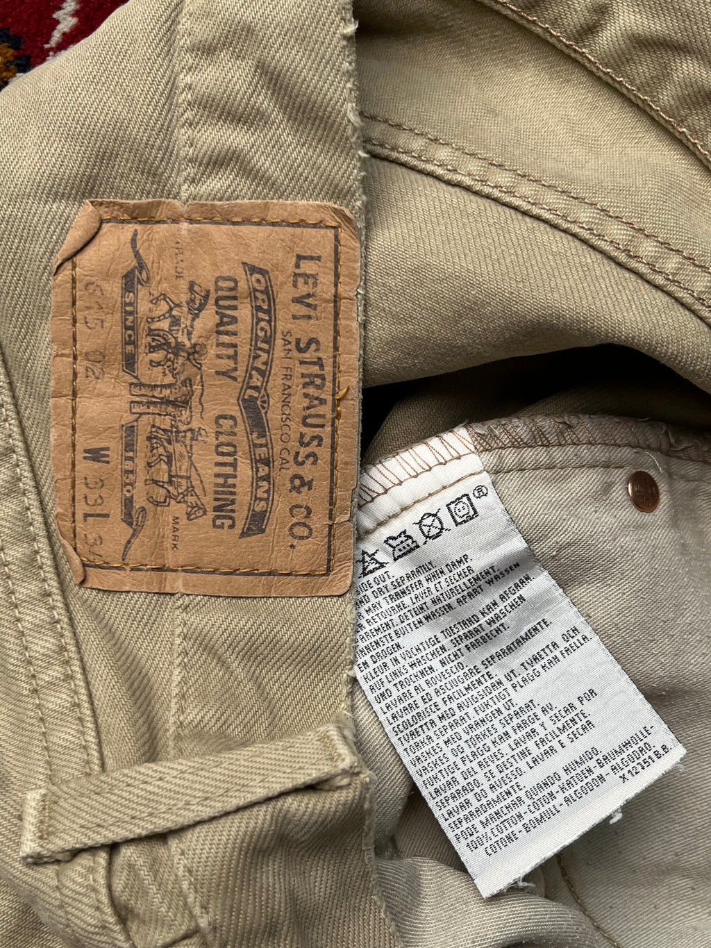 Vintage Levi's 615 Orange Tab Khaki Tan Straight Fit Jeans - 32