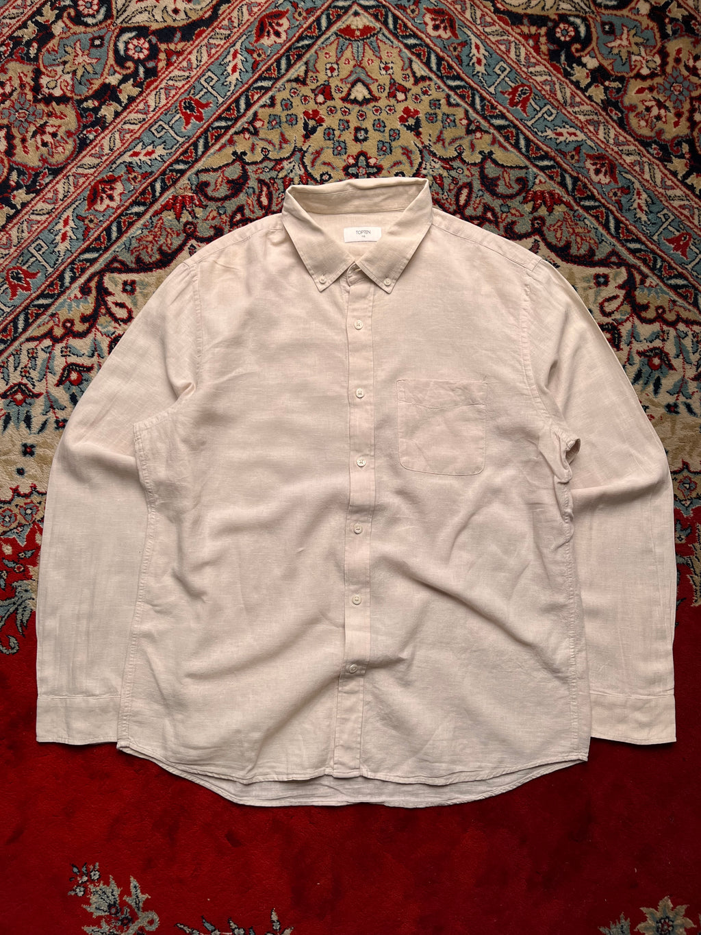 TOPTEN Beige Linen Button Down Shirt - XL