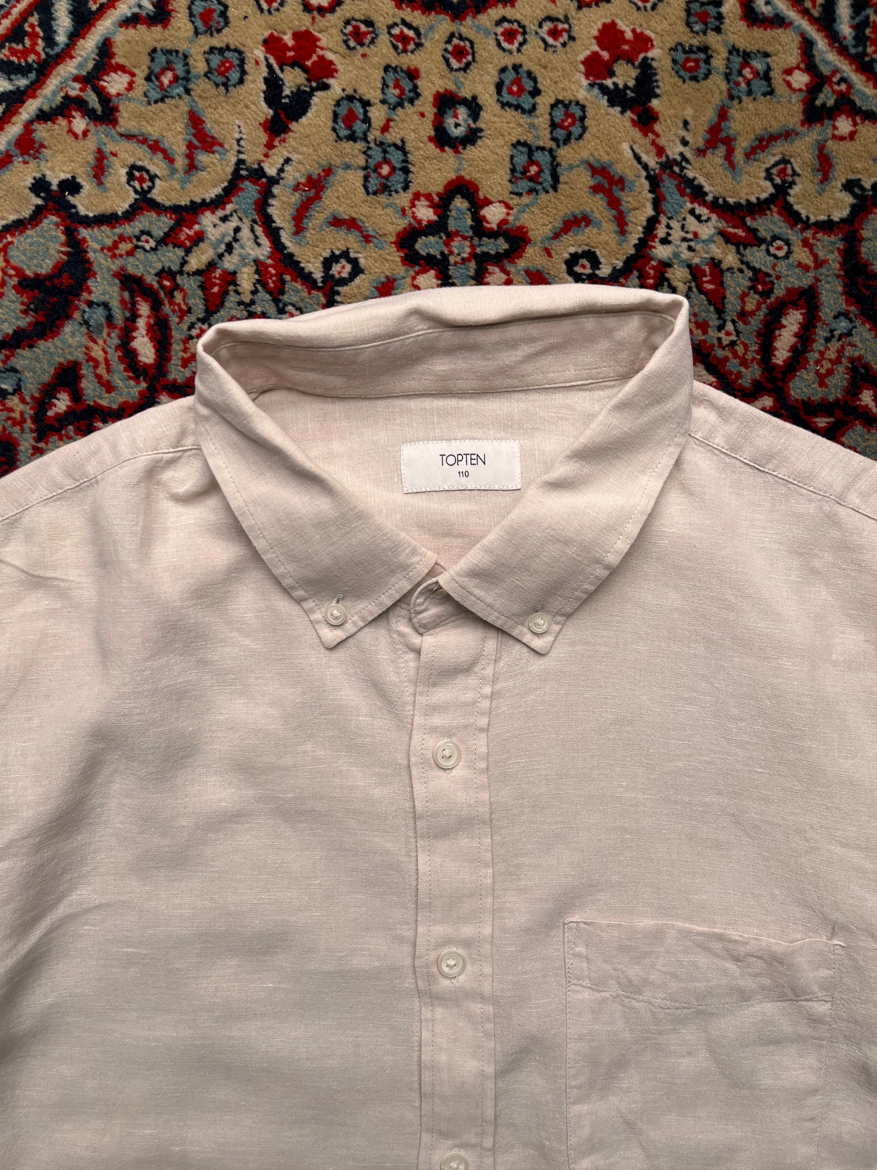 TOPTEN Beige Linen Button Down Shirt - XL