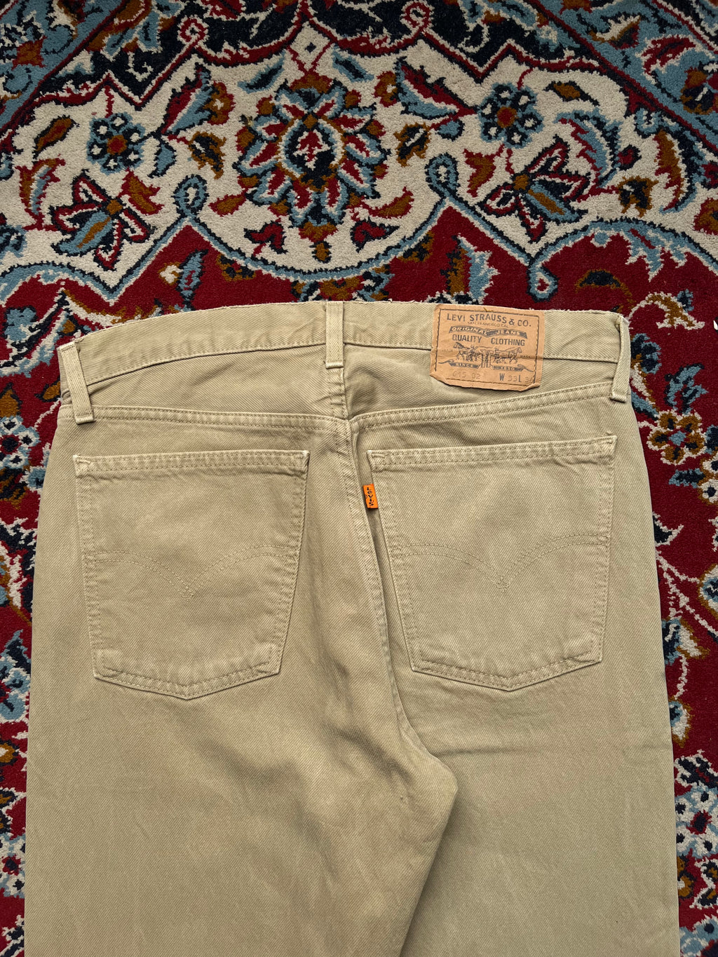 Vintage Levi's 615 Orange Tab Khaki Tan Straight Fit Jeans - 32