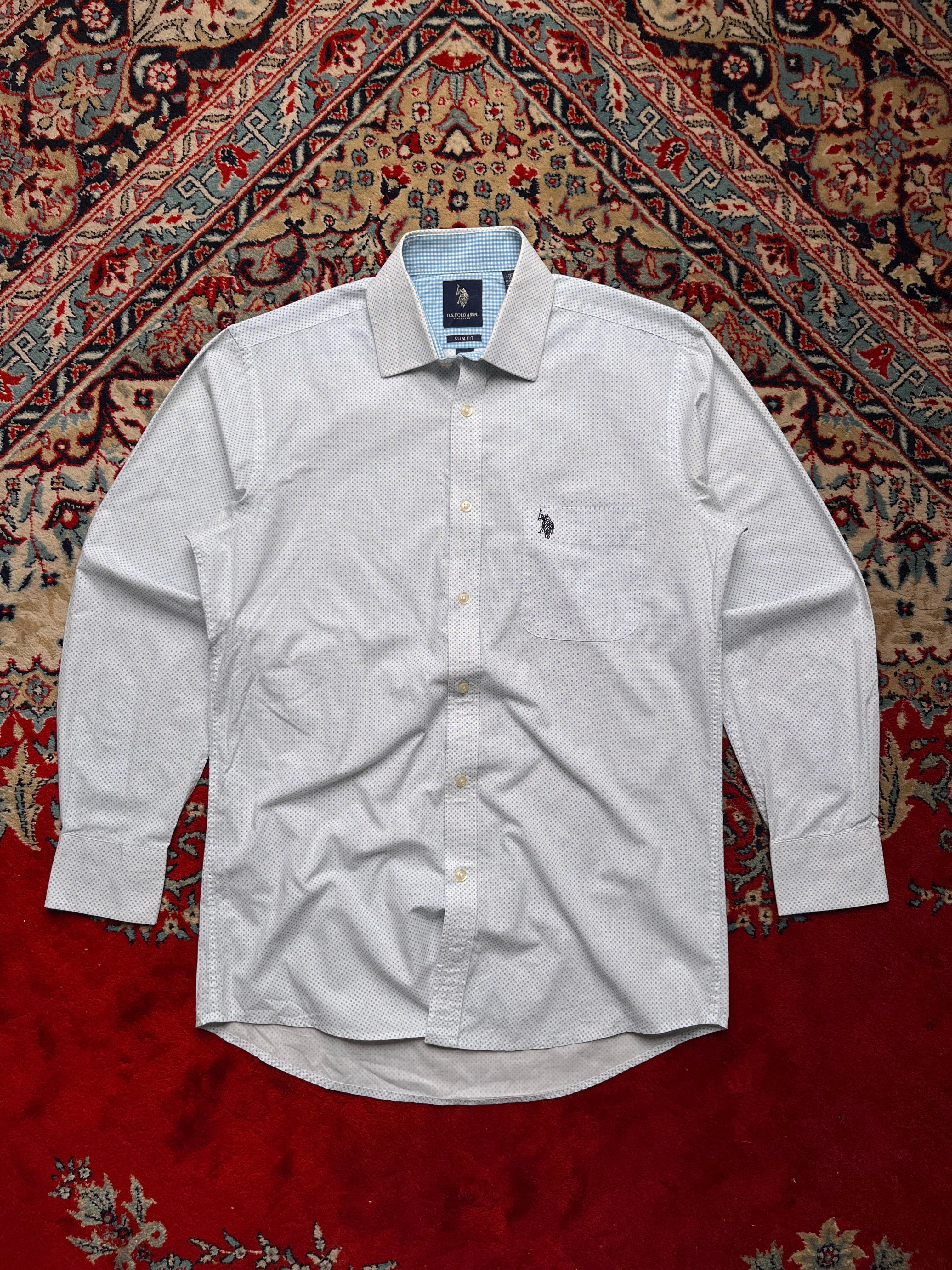 U.S. Polo Assn. Slim Fit Micro Geometric Print BUTTON DOWN SHIRT - M