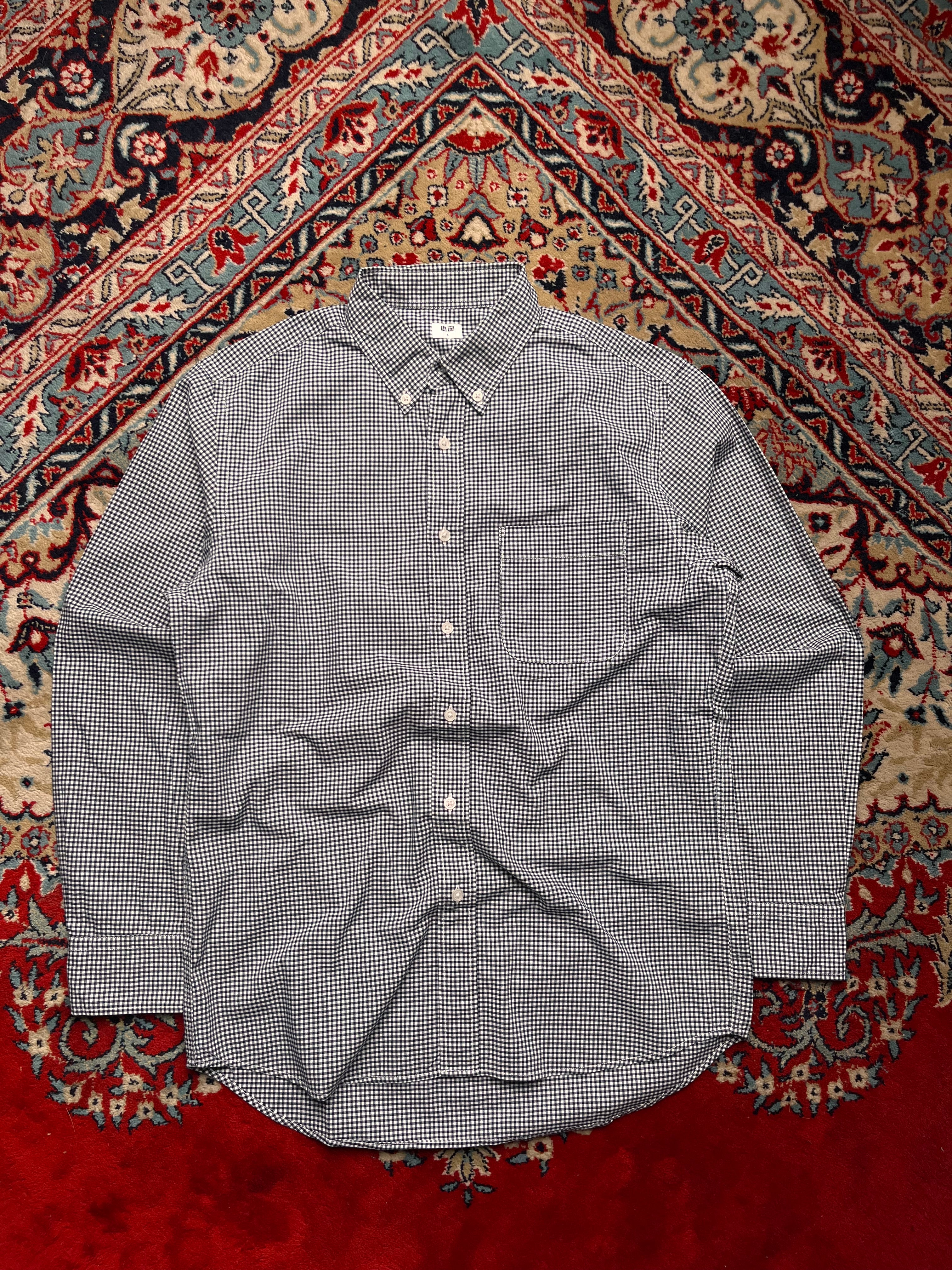 Uniqlo Black White Gingham Cotton BUTTON DOWN SHIRT - M