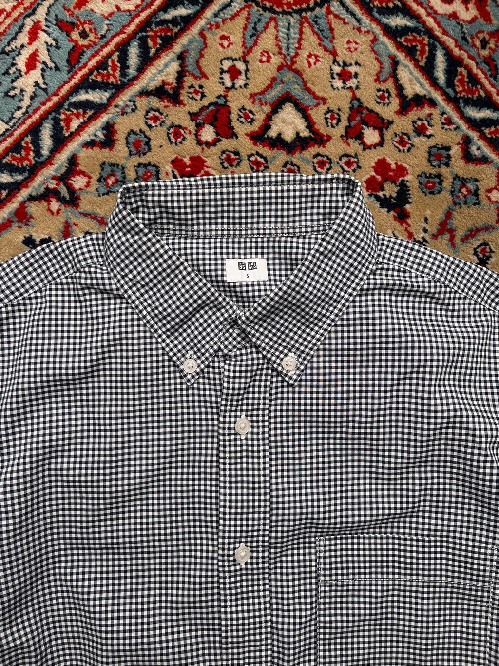 Uniqlo Black White Gingham Cotton BUTTON DOWN SHIRT - M