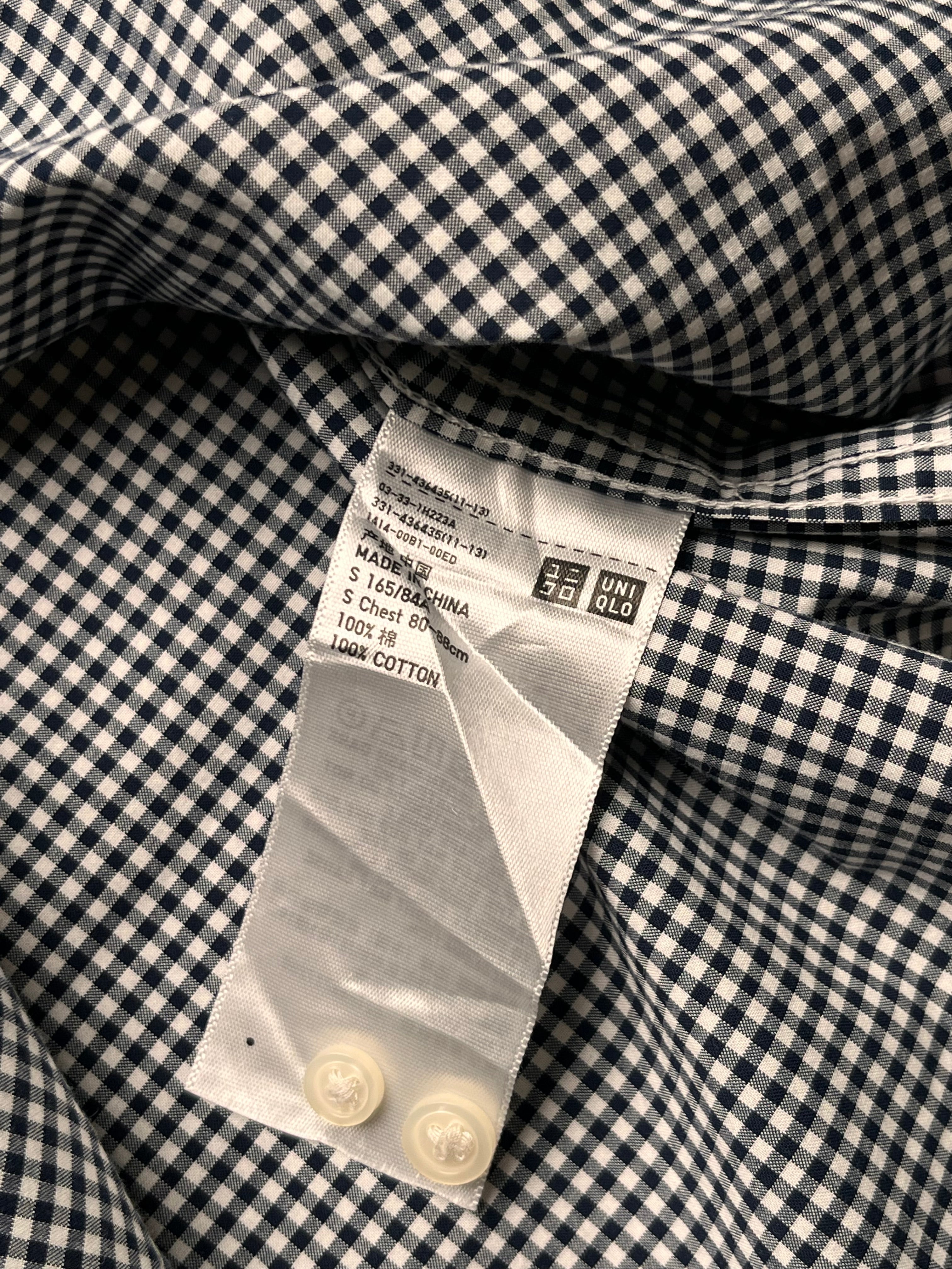 Uniqlo Black White Gingham Cotton BUTTON DOWN SHIRT - M