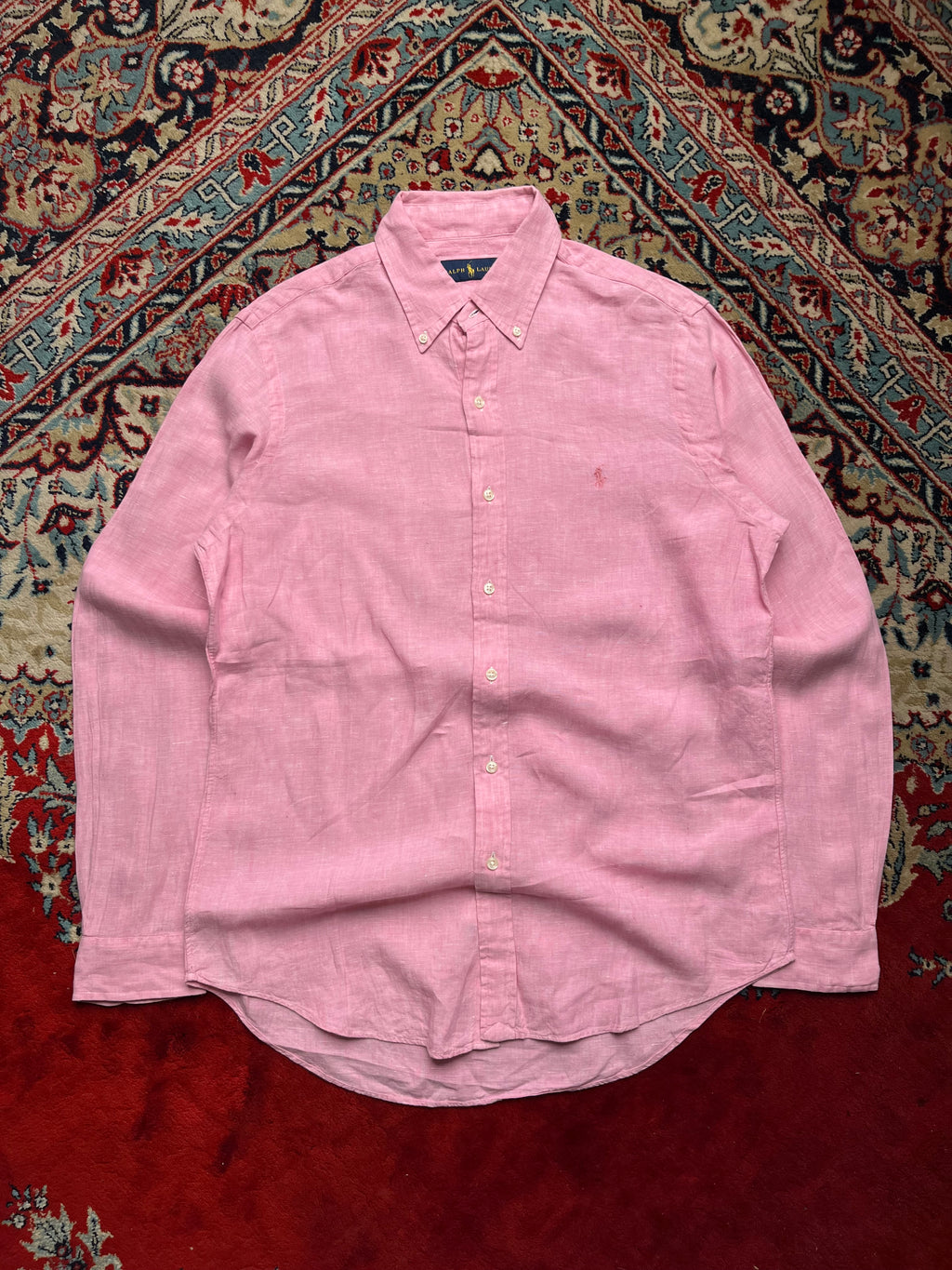 POLO RALPH LAUREN Pink Linen BUTTON DOWN SHIRT - XL