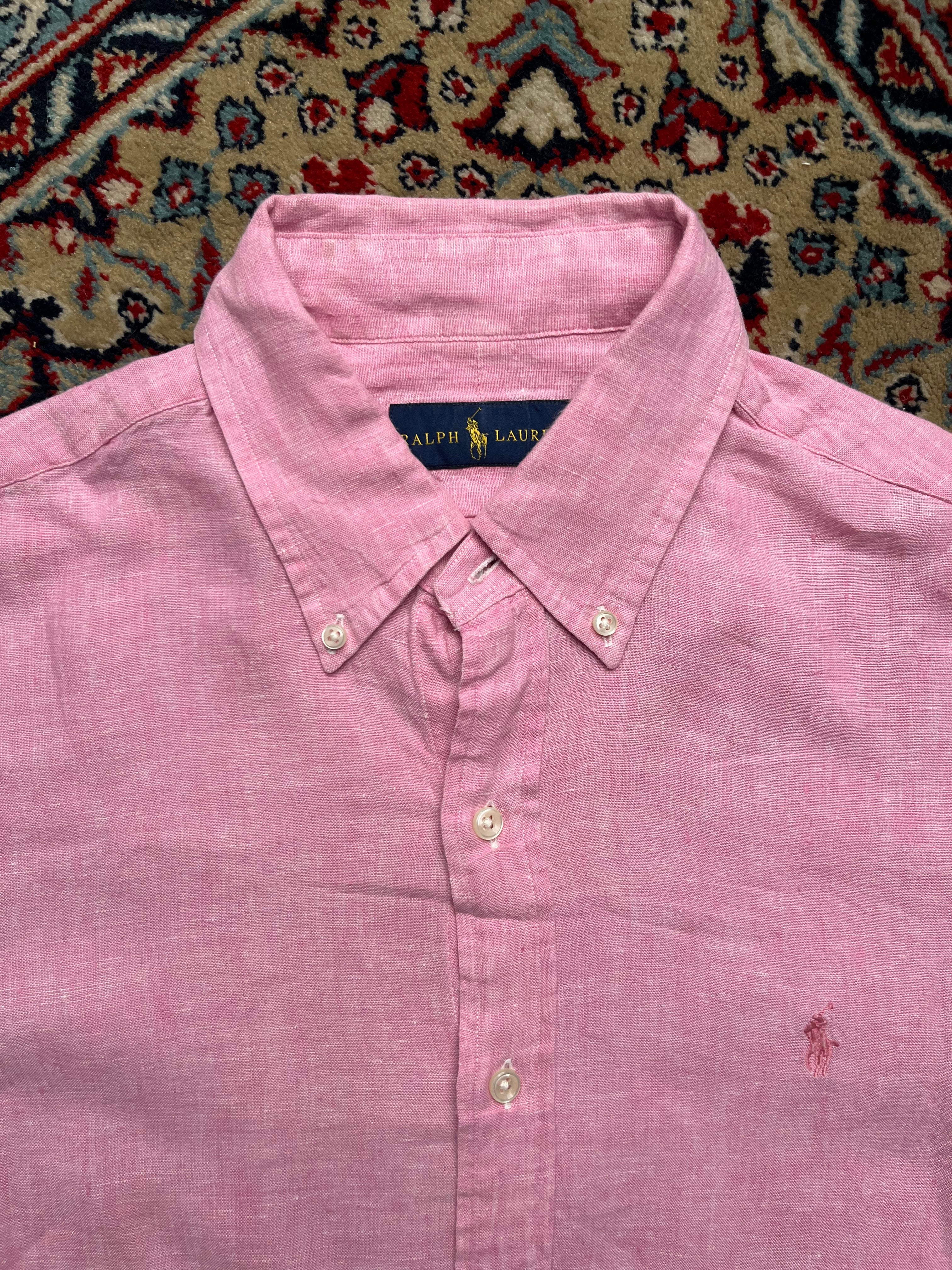 POLO RALPH LAUREN Pink Linen BUTTON DOWN SHIRT - XL