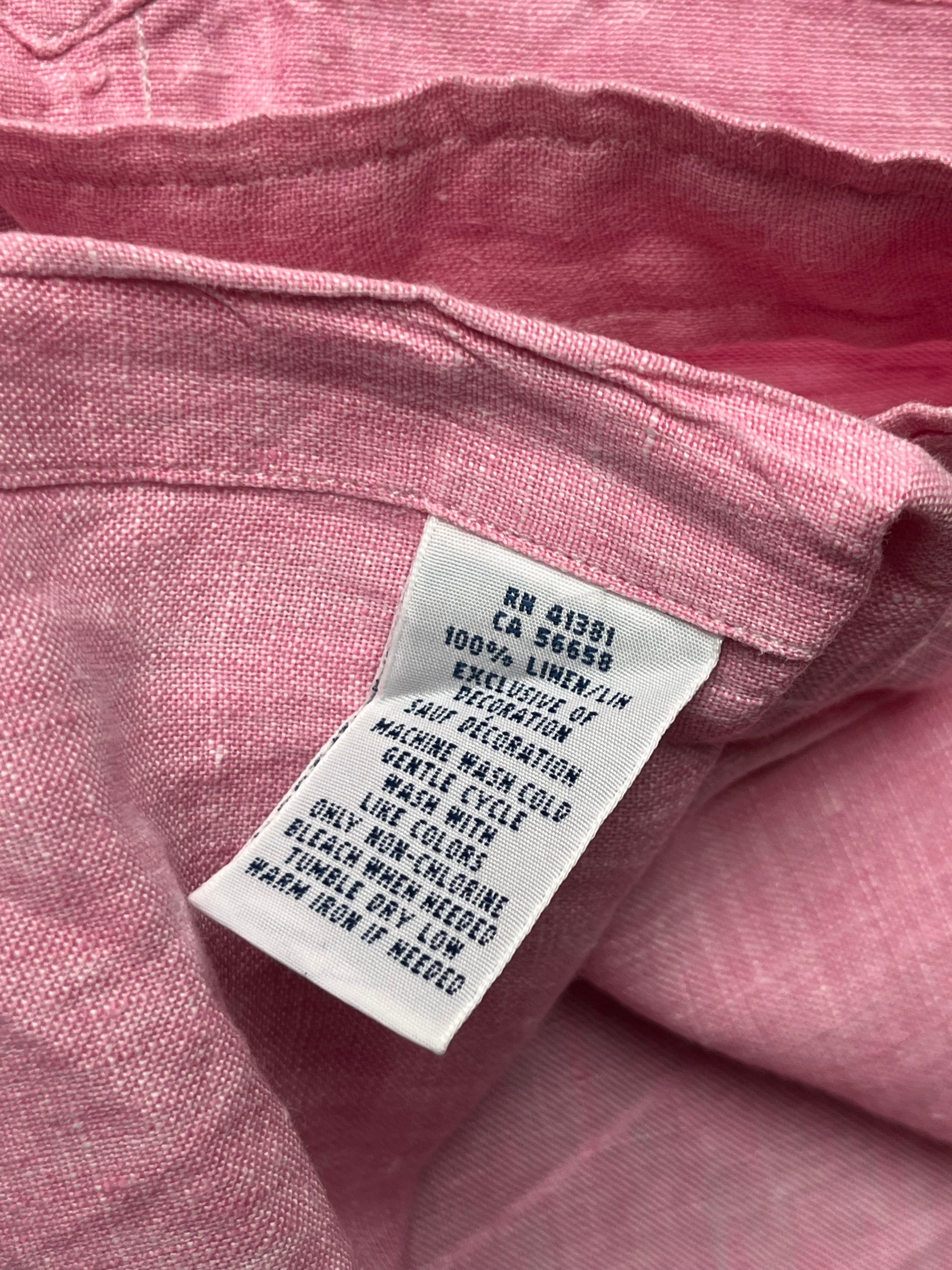POLO RALPH LAUREN Pink Linen BUTTON DOWN SHIRT - XL