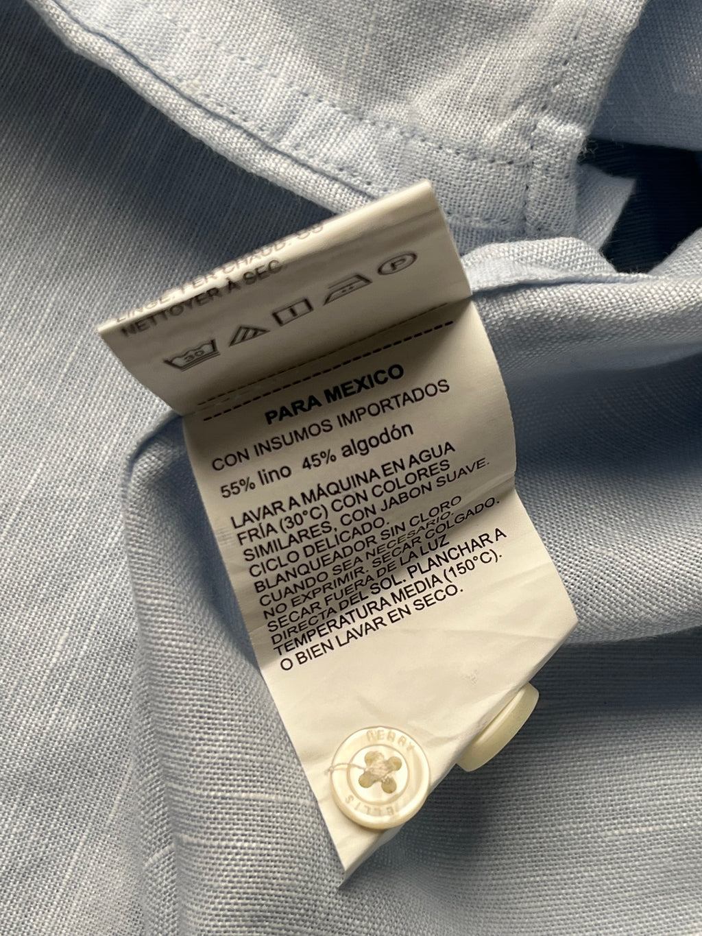 PERRY ELLIS Light Blue Linen Blend BUTTON DOWN SHIRT - XL