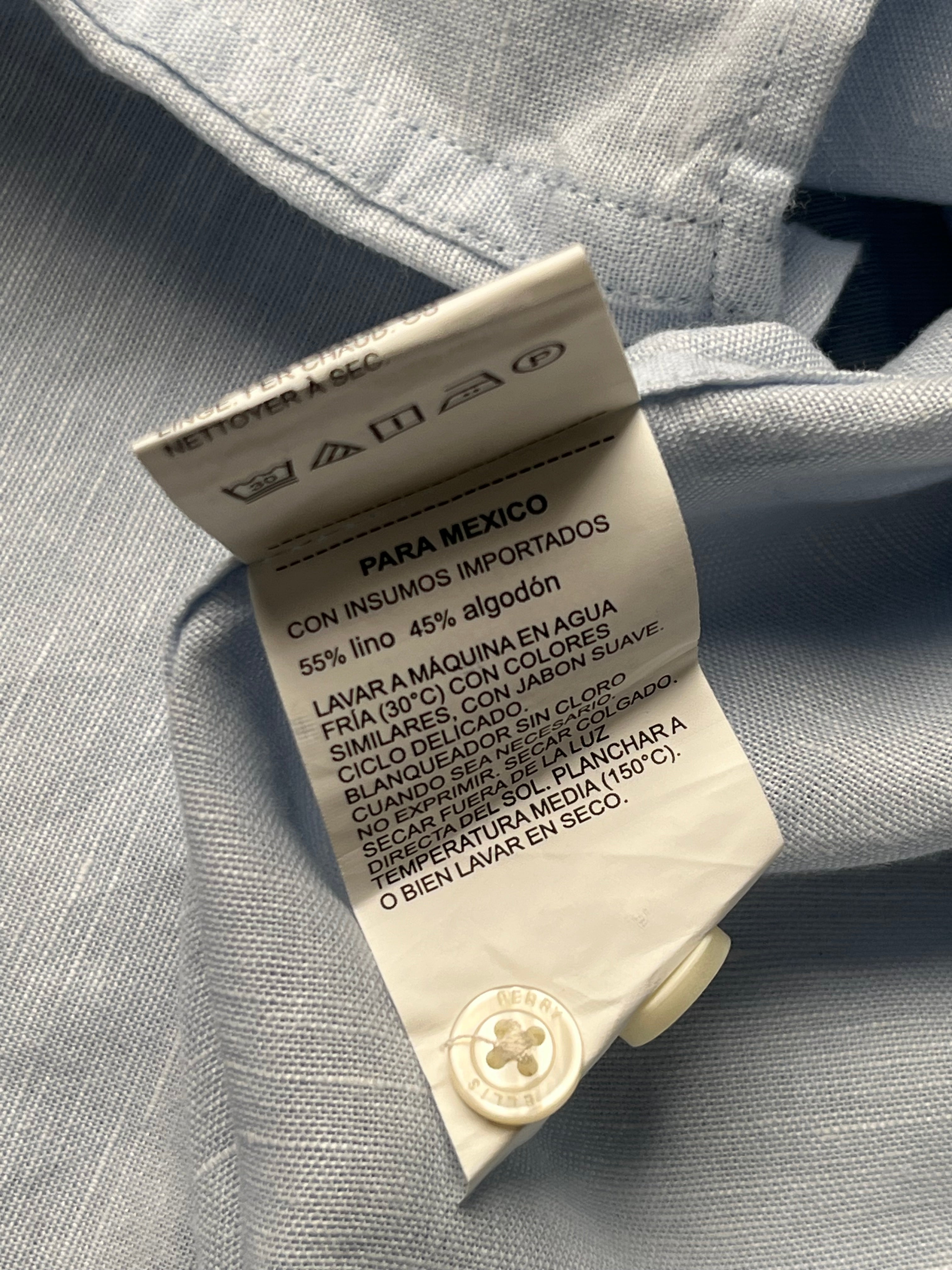 PERRY ELLIS Light Blue Linen Blend BUTTON DOWN SHIRT - XL