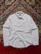 ARMANI JEANS Striped Logo Back Pearl BUTTON DOWN SHIRT - L