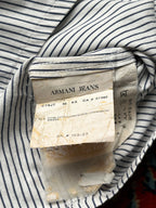 ARMANI JEANS Striped Logo Back Pearl BUTTON DOWN SHIRT - L