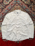 PULL&BEAR Solid White Cotton Oxford BUTTON DOWN SHIRT - L