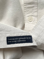 PULL&BEAR Solid White Cotton Oxford BUTTON DOWN SHIRT - L
