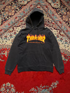 Thrasher Magazine Faded Black Flame Logo Hoodie - S