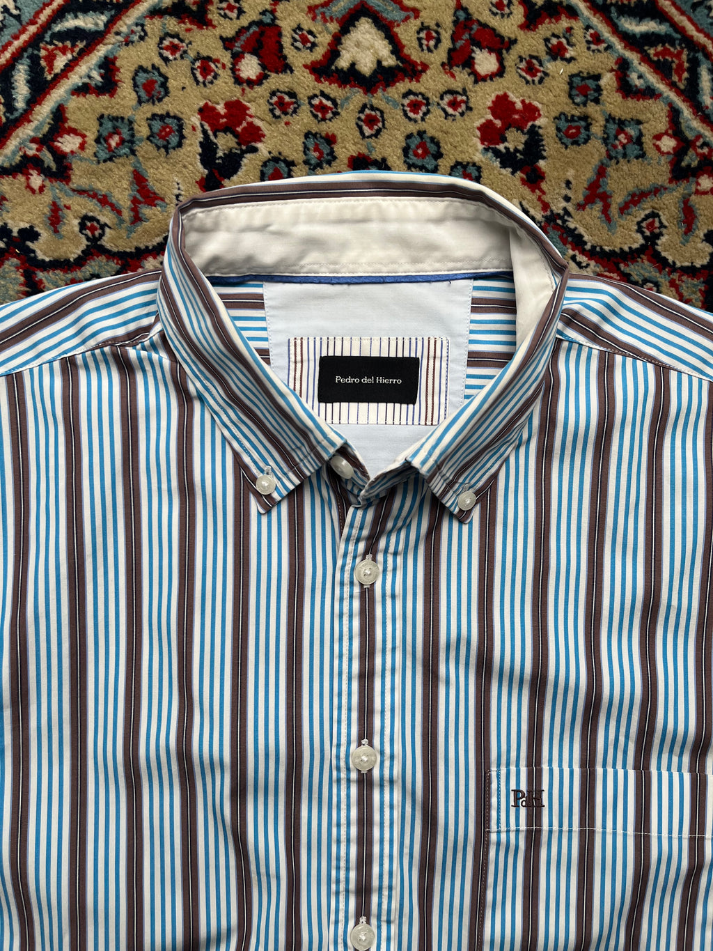 PEDRO DEL HIERRO Striped COTTON BUTTON DOWN SHIRT - XL