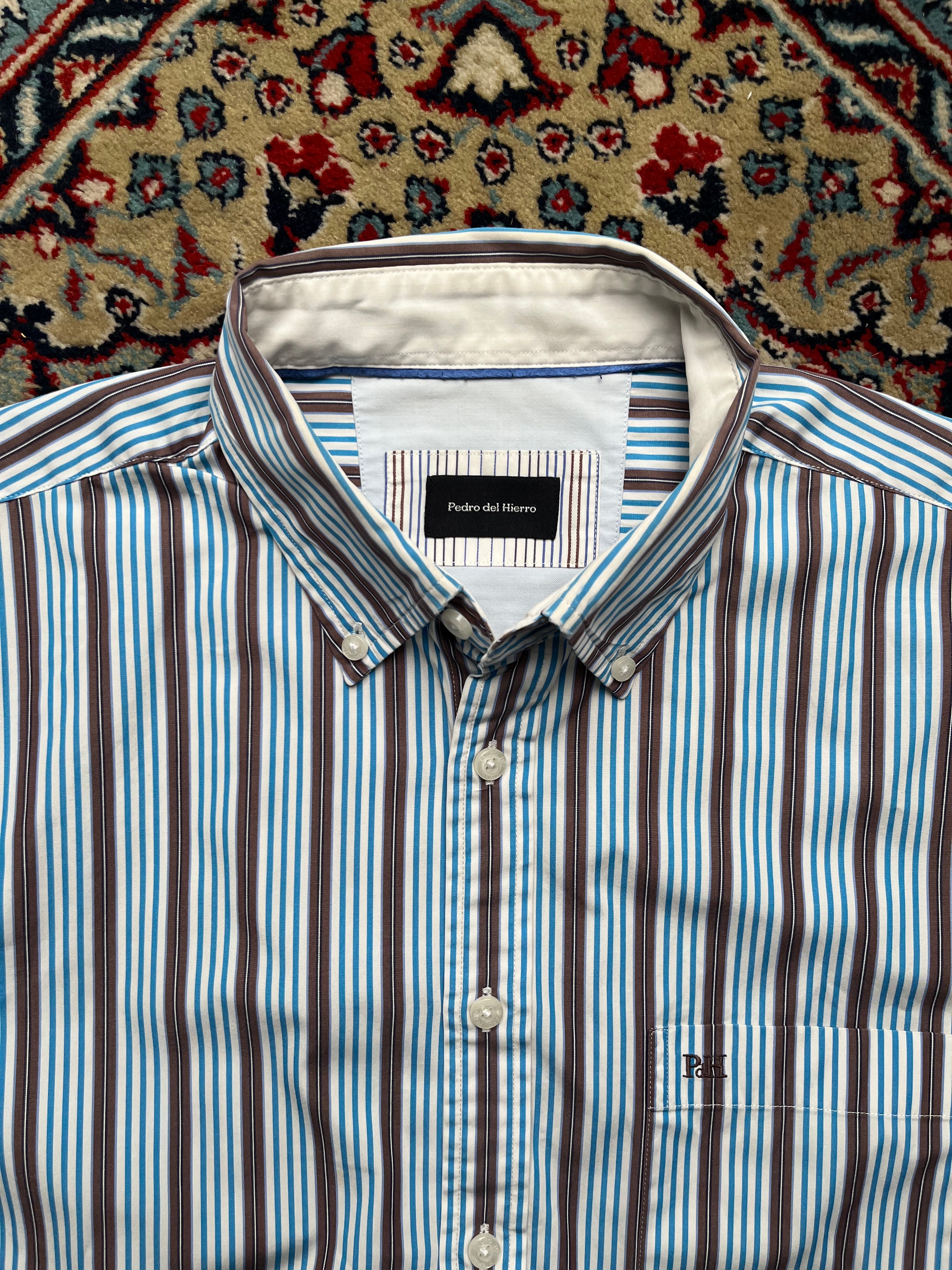 PEDRO DEL HIERRO Striped COTTON BUTTON DOWN SHIRT - XL