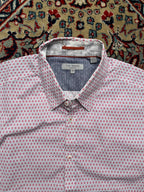 TED BAKER Geometric Floral Print Cotton Point Collar BUTTON DOWN SHIRT - L