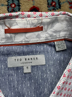 TED BAKER Geometric Floral Print Cotton Point Collar BUTTON DOWN SHIRT - L