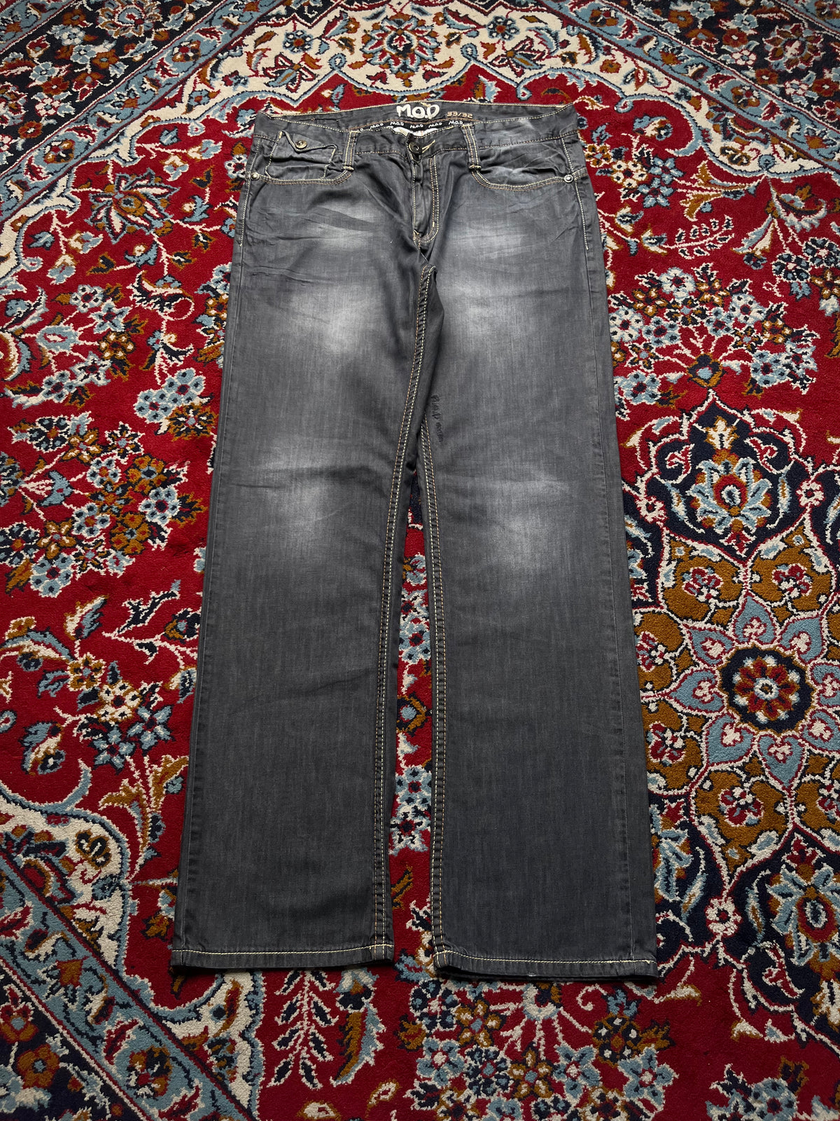 M.O.D Miracle of Denim Faded Black Contrast Stitch Straight Fit Jeans - 34