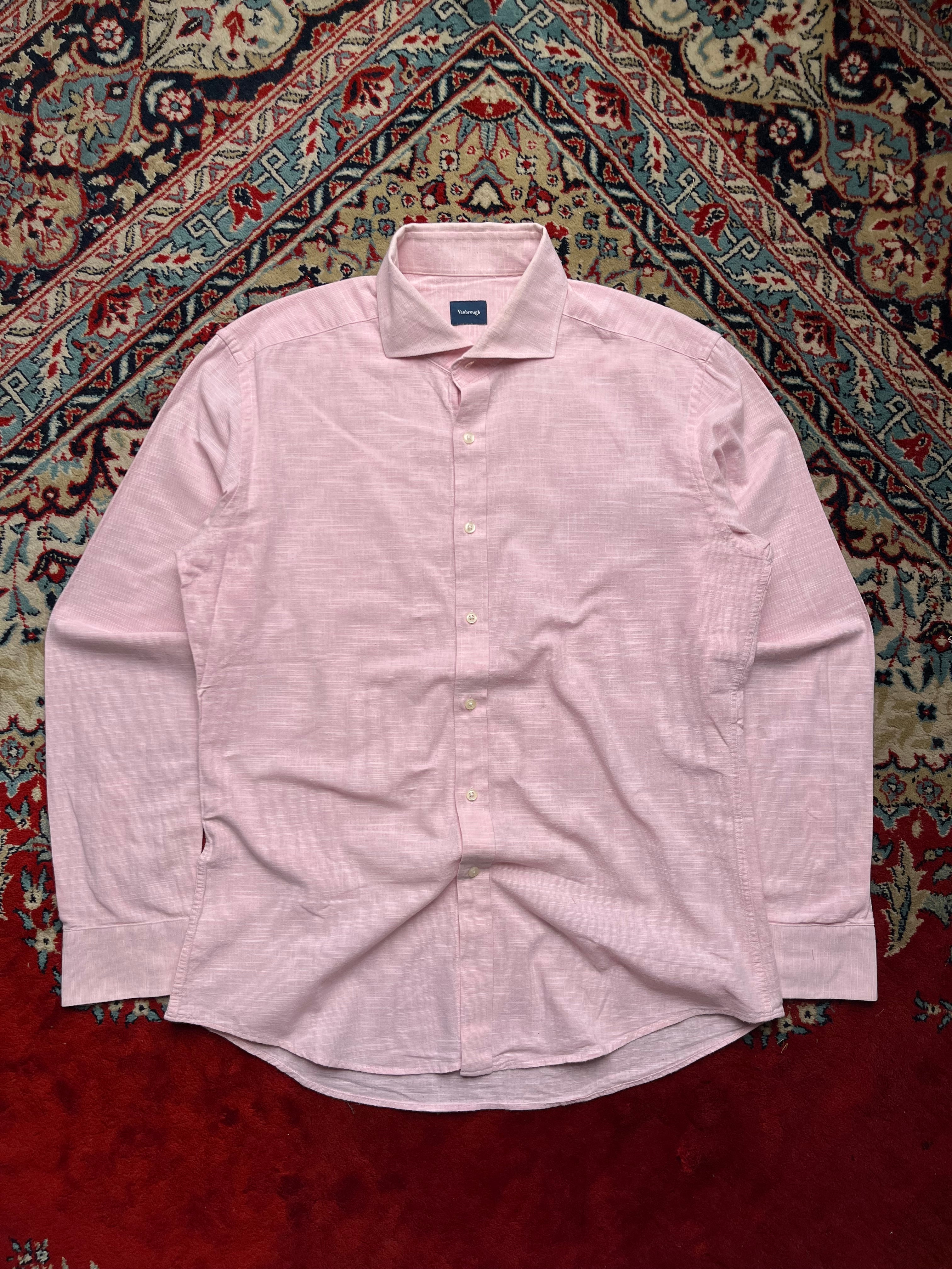 VANBROUGH Pink Linen Spread Collar BUTTON DOWN SHIRT - L