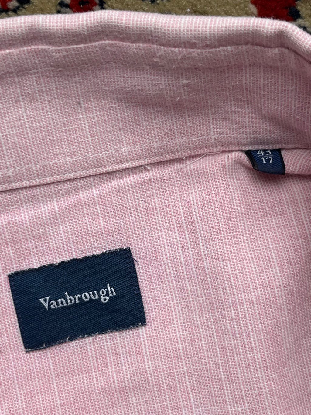 VANBROUGH Pink Linen Spread Collar BUTTON DOWN SHIRT - L