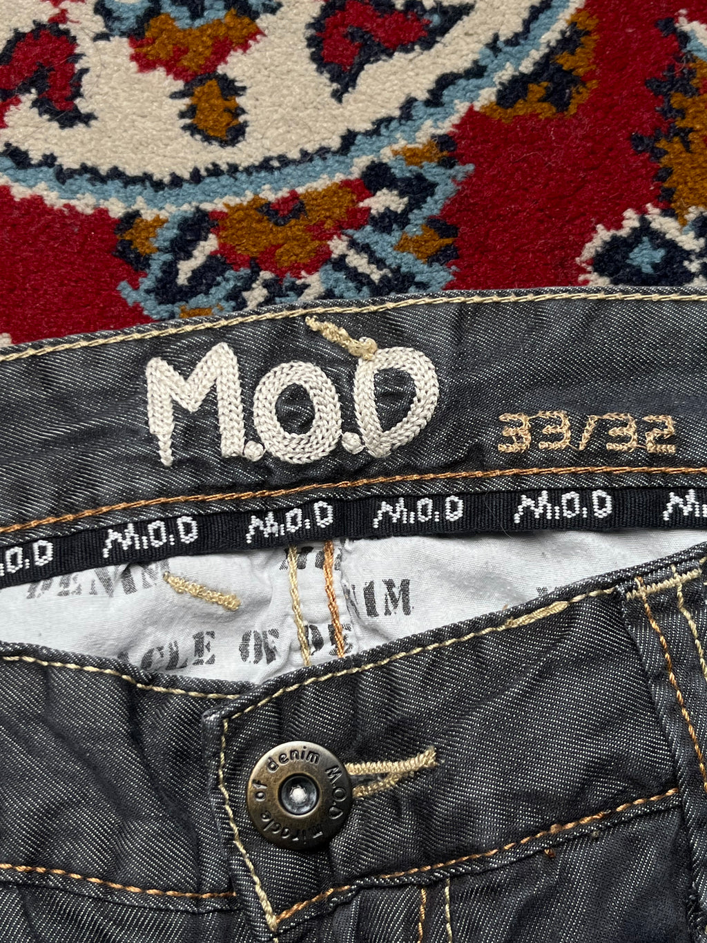 M.O.D Miracle of Denim Faded Black Contrast Stitch Straight Fit Jeans - 34