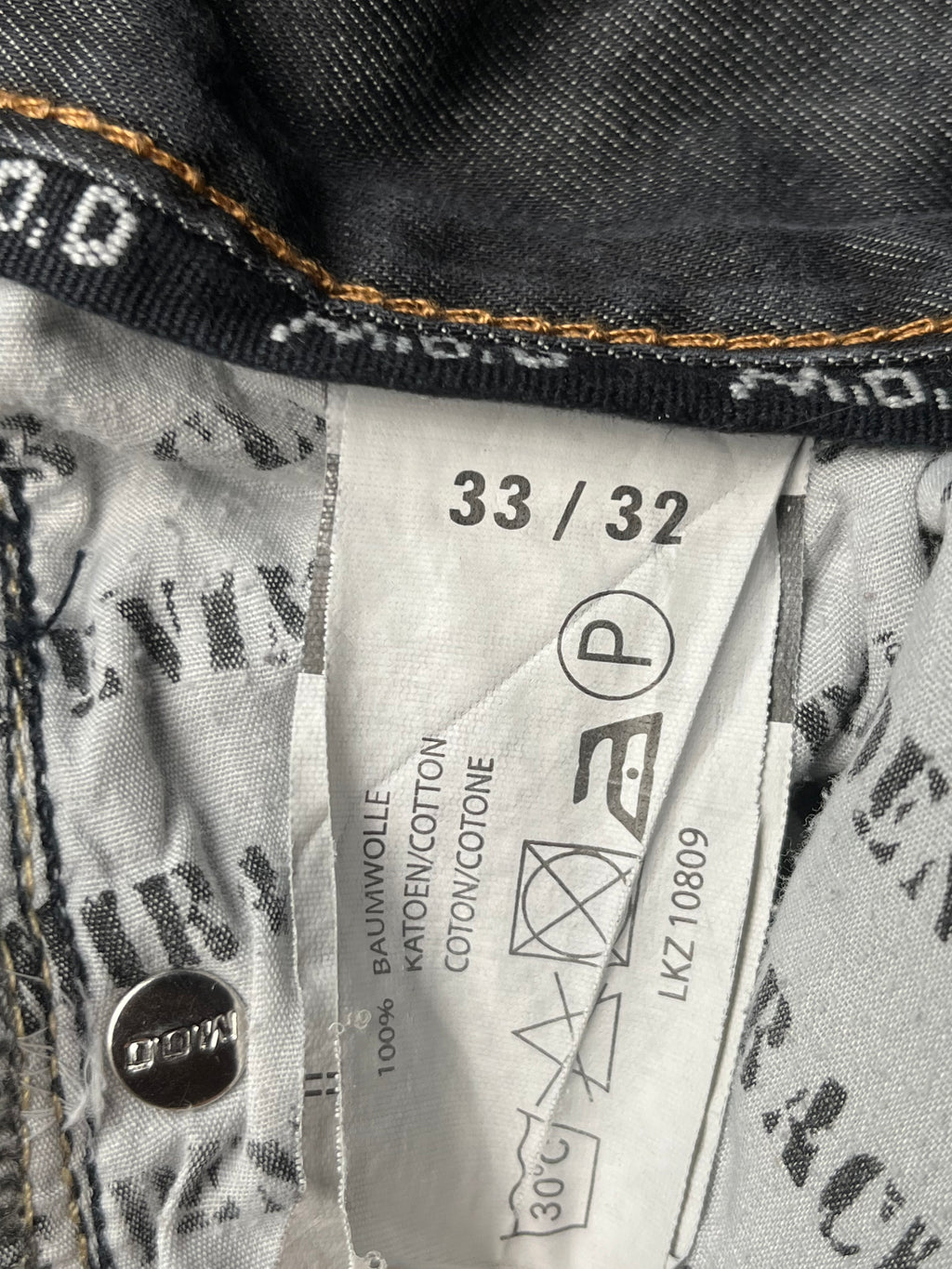 M.O.D Miracle of Denim Faded Black Contrast Stitch Straight Fit Jeans - 34