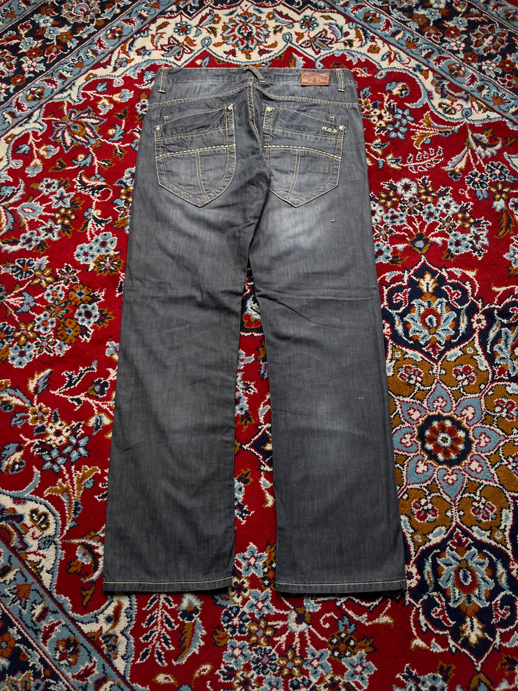 M.O.D Miracle of Denim Faded Black Contrast Stitch Straight Fit Jeans - 34