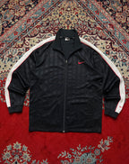 Nike Black Shadow Stripe Embroidered Swoosh Track Jacket - L