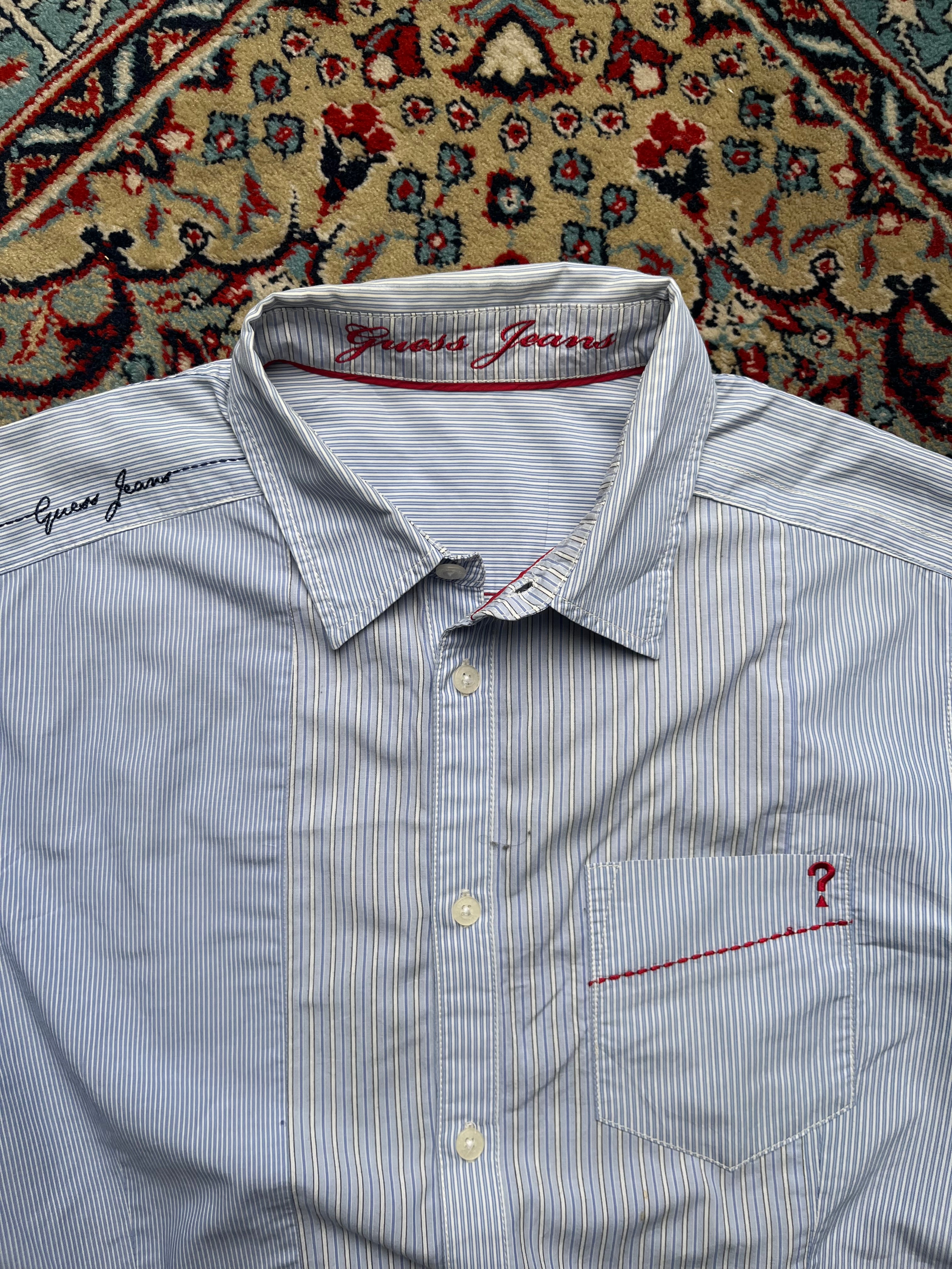 GUESS Jeans Stripe Embroidered BUTTON DOWN SHIRT - L