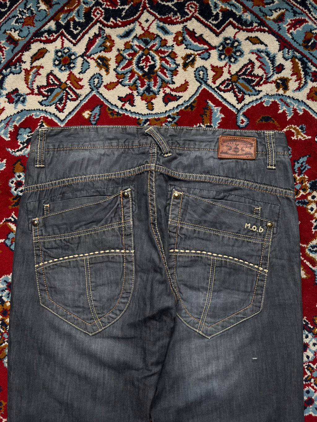 M.O.D Miracle of Denim Faded Black Contrast Stitch Straight Fit Jeans - 34