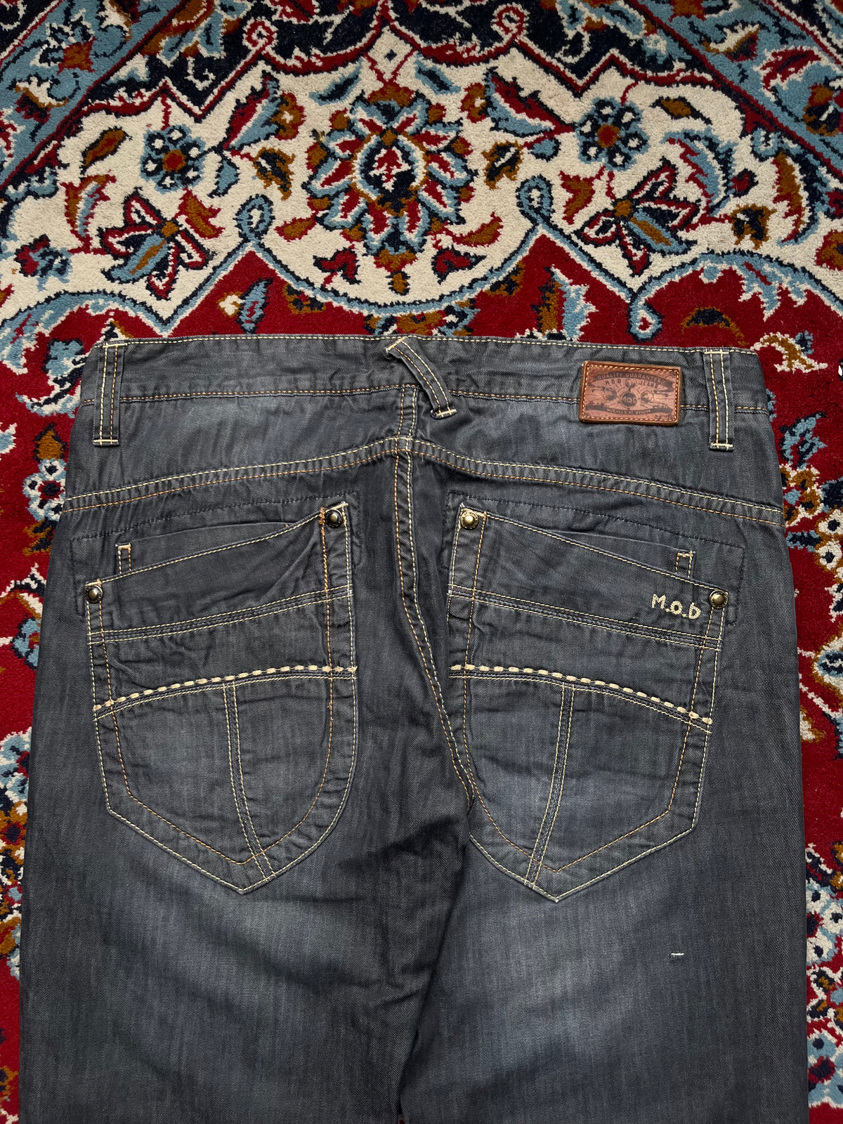 M.O.D Miracle of Denim Faded Black Contrast Stitch Straight Fit Jeans - 34