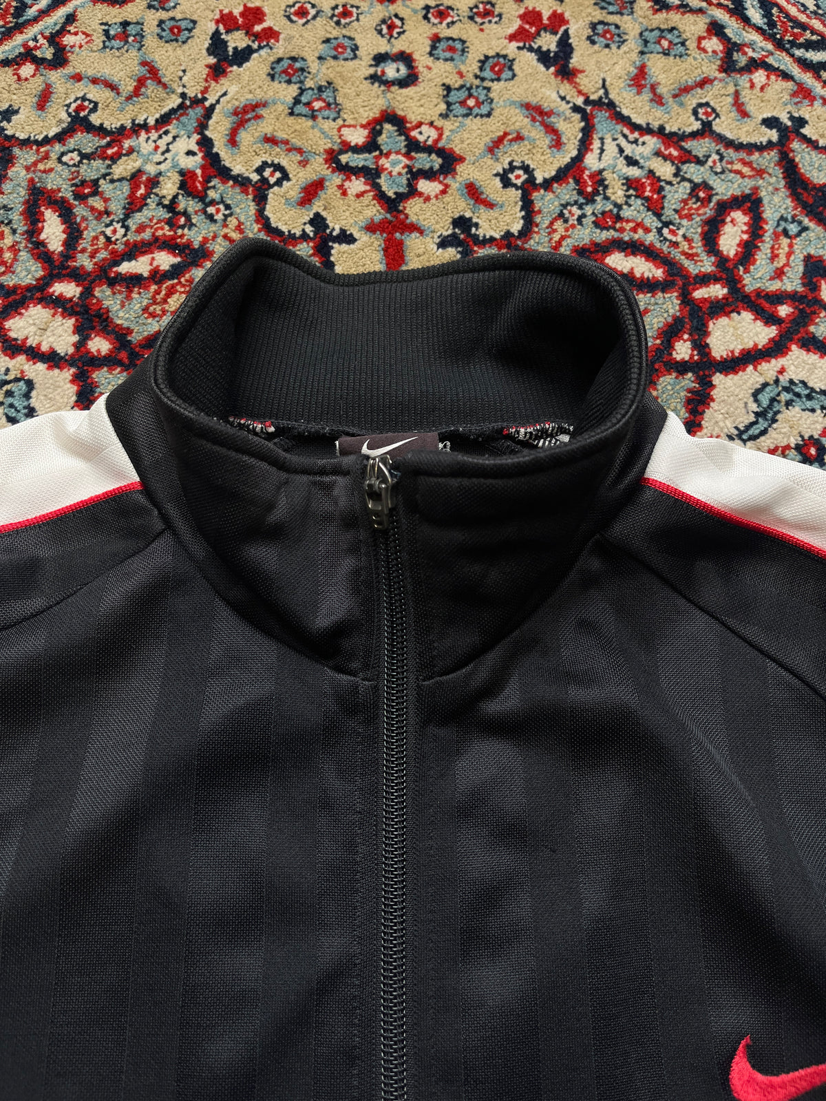Nike Black Shadow Stripe Embroidered Swoosh Track Jacket - L