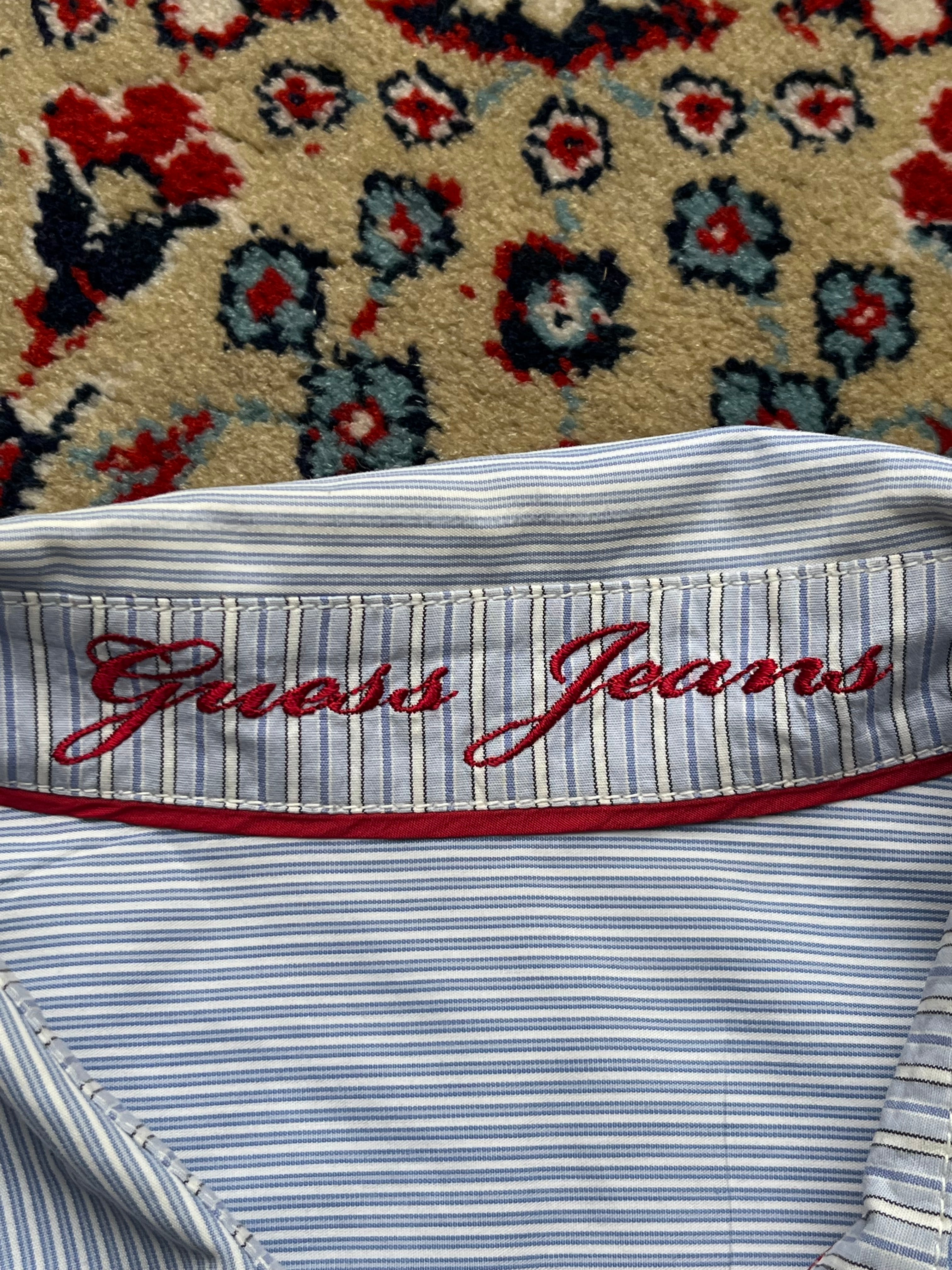 GUESS Jeans Stripe Embroidered BUTTON DOWN SHIRT - L