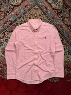 WHO.A.U California Pink Cotton Oxford Bear Logo SLIM FIT BUTTON DOWN SHIRT - L