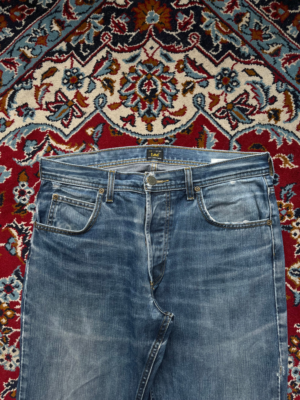 Vintage Lee Medium Washed Distressed Bootcut Jeans - 32