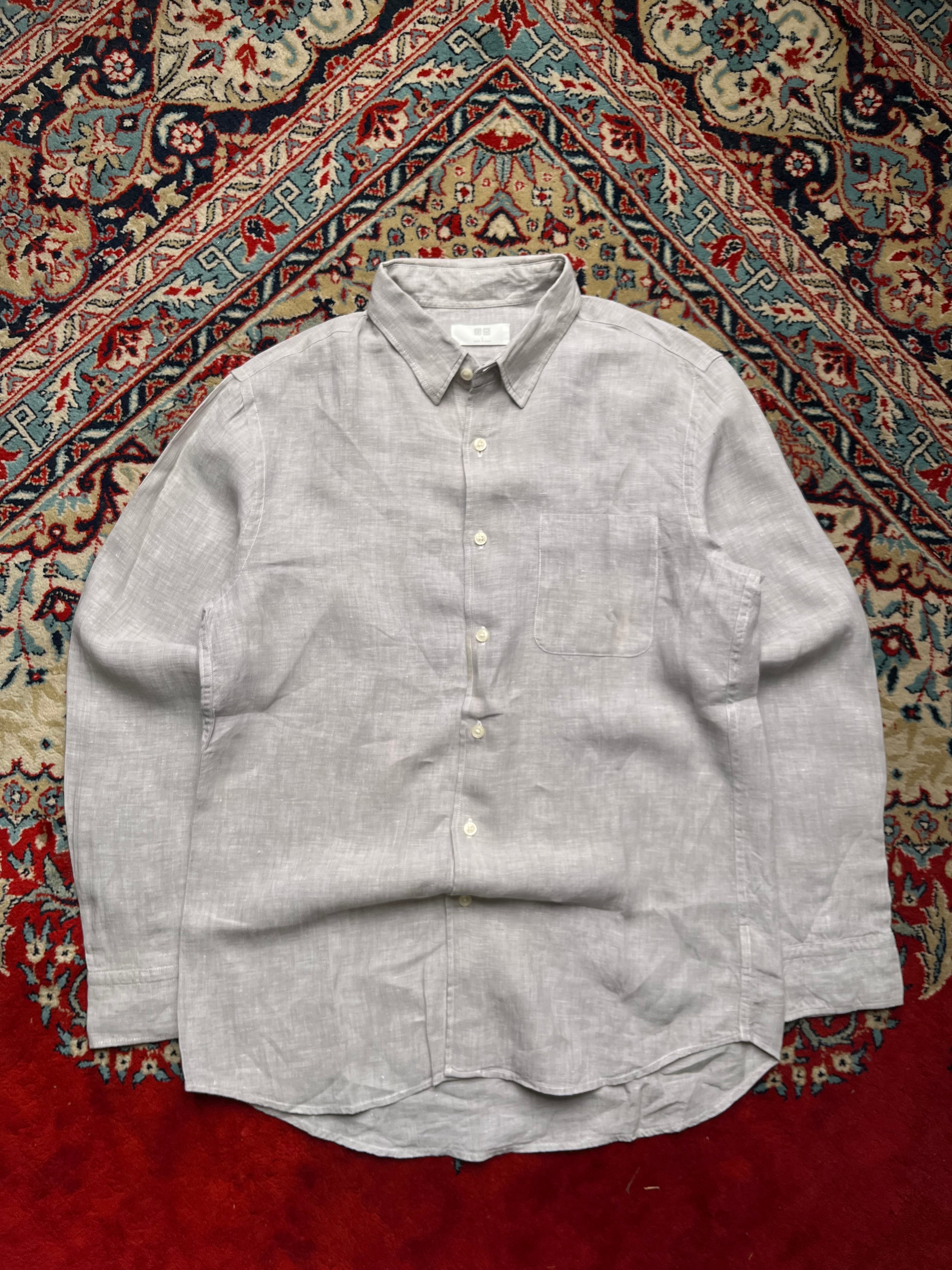 UNIQLO Gray Linen BUTTON DOWN SHIRT - M