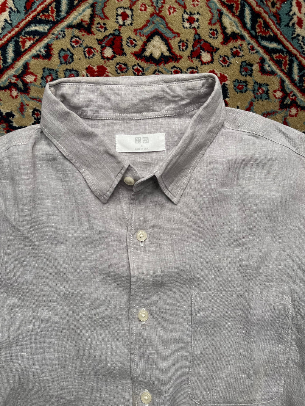 UNIQLO Gray Linen BUTTON DOWN SHIRT - M