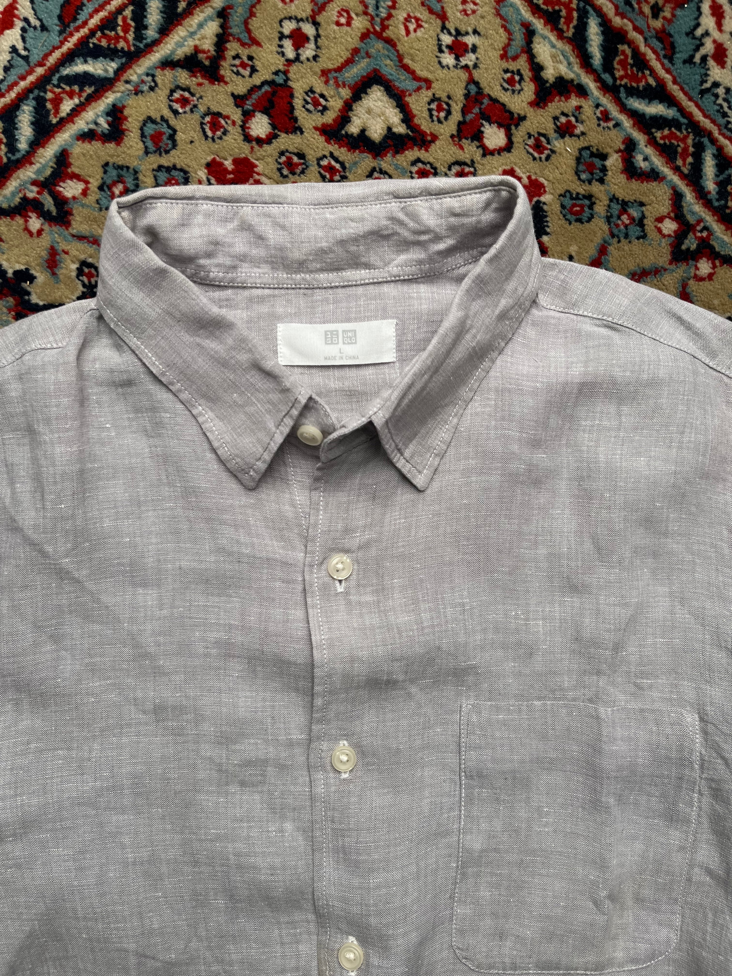 UNIQLO Gray Linen BUTTON DOWN SHIRT - M